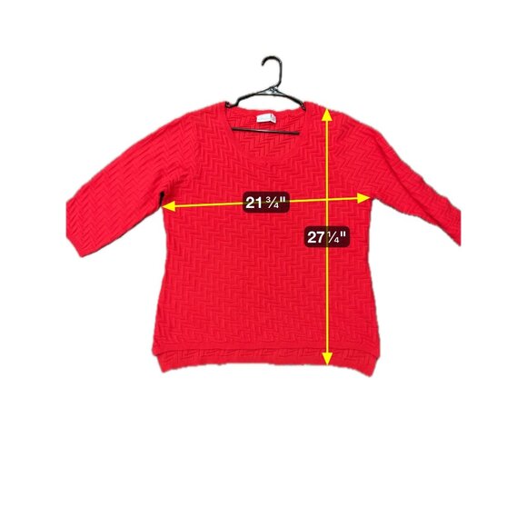 Kim Rogers Womens Red Round Neck Textured Knit Sweater Sz XL - Picture 7 of 9